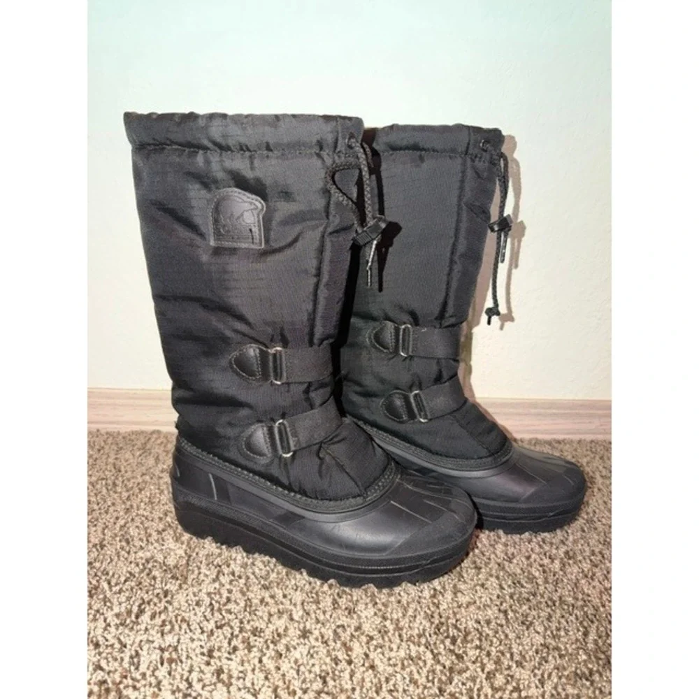 Sorel Vintage Black Winter Snow Boots Tall Waterproof Rubber Made in Canada